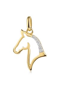 Kettenanh&auml;nger Firetti "Schmuck Geschenk Gold 333 Halsschmuck Anh&auml;nger Pferd", gelbgoldfarben, wei&szlig;goldfarben, kristallwei&szlig;, kristallwei&szlig;, Schmuckanh&auml;nger, Damen, Gelbgold 333, 0,68 g, Kettenanh&auml;nger, mit Zirkonia (synth.)