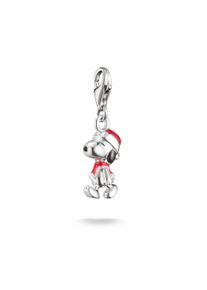 Charm-Einh&auml;nger Thomas Sabo "Thomas Sabo x Peanuts Snoopy Santa Edition Charm - Original", silberfarben, schwarz, rot, Charms, Damen, Silber 925 (recycelt), Charm-Einh&auml;nger