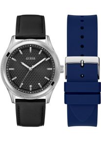 Quarzuhr Guess "DEX", schwarz, Armbanduhren, Herren, Quarzuhr, Armbanduhr, Herrenuhr, Silikonarmband, Lederarmband, Mineralglas