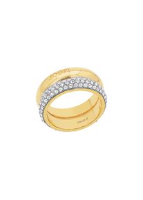 JOOP! Fingerring JOOP "2039844/-45/-46" Gr. 58, gold (gelbgoldfarben, kristallwei&szlig;), Fingerringe, Damen, 58, Edelstahl, 10mm, Fingerring, mit Zirkonia (synth.)