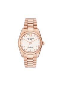 Quarzuhr Copenhagen Studios "Classic Round Watch", ros&eacute;goldfarben, wei&szlig;, Armbanduhren, Damen, Quarzuhr, Armbanduhr, Damenuhr, Edelstahlarmband, analog
