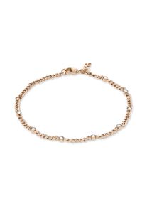 Edelstahlarmband Copenhagen Studios "Schmuck Geschenk Edelstahl Armkette Glittery Cuban", ros&eacute;goldfarben, kristallwei&szlig;, kristallwei&szlig;, Armb&auml;nder, Damen, 21cm, Edelstahl, Edelstahlarmband, mit Strassstein