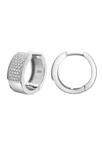 Paar Creolen Firetti "Schmuck Geschenk Silber 925 Ohrschmuck Ohrringe", silberfarben, kristallwei&szlig;, kristallwei&szlig;, Ohrringe, Damen, 16mm, Silber 925 (Sterlingsilber), Paar Creolen, mit Zirkonia (synth.)