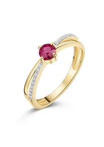 Fingerring Firetti "Schmuck Geschenk Gold 333 Damenring Ring" Gr. 60, gelbgoldfarben, wei&szlig;goldfarben, rot, kristallwei&szlig;, Fingerringe, Damen, 60, Gelbgold 333, 2mm, Fingerring, mit Saphir oder Rubin, Zirkonia (synth.)