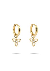 Paar Creolen Tamaris "Schmuck Geschenk Creolen mit abnehmbaren Einh&auml;ngern in Bl&uuml;ten-Otpik", gelbgoldfarben, kristallwei&szlig;, kristallwei&szlig;, Ohrringe, Damen, Edelstahl, Paar Creolen, mit Zirkonia (synth.)