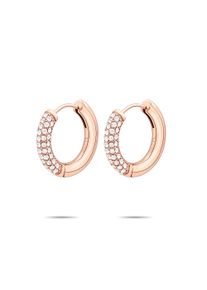 Paar Creolen Tamaris "Schmuck Geschenk Edelstahl Creole Glitter Donut Familie", ros&eacute;goldfarben, kristallwei&szlig;, kristallwei&szlig;, Ohrringe, Damen, 21,6mm, Edelstahl, Paar Creolen, mit Glasstein