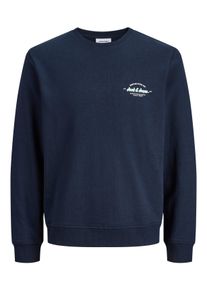 Jack & Jones PlusSize Sweatshirt "JJBRANDON SWEAT CREW NECK PLS", Herren, Gr. 5XL, navy blazer, angeraute Sweatware, Obermaterial: 60% Polyester, 40% Baumwolle, JACK & JONES PLUSSIZE, bedruckt, regular fit, Rundhals, Rippb&uuml;ndchen, Sweatshirts Sweatshirt
