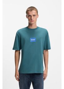 T-Shirt HUGO BLUE, Damen, Gr. S, turquoise, aqua449, Single Jersey, Obermaterial: 100% Baumwolle, unifarben, regular fit normal, Rundhals, Shirts T-Shirt, Regular Fit, Kurzarm, Hugo-Print