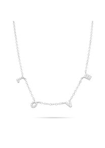 Silberkette Tamaris "Schmuck Geschenk Silber 925 Halskette Love Letters", silberfarben, kristallwei&szlig;, Halsketten, Damen, Silber 925 (Sterlingsilber), L: 45 B: 1,5mm, Silberkette, mit Zirkonia (synth.), B:1,5mm