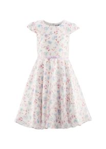 Sommerkleid happy girls, M&auml;dchen, Gr. 110, N-Gr, lila, Web, Obermaterial: 65% Baumwolle, 35% Polyester. Futter: 100% Polyester, bedruckt, gebl&uuml;mt, festlich, Basic knieumspielend, Rundhals, Fl&uuml;gel&auml;rmel, Kleider Sommerkleid, f&uuml;r einen besonderen Anlass