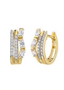 Paar Creolen Firetti "Schmuck Geschenk Gold 333 Ohrschmuck Ohrringe mehrreihige Optik", gelbgoldfarben, wei&szlig;goldfarben, kristallwei&szlig;, kristallwei&szlig;, Ohrringe, Damen, Gelbgold 333, Paar Creolen, mit Zirkonia (synth.)