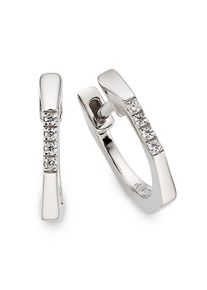 Paar Creolen Bruno Banani "Schmuck Geschenk Klappcreole eckig Silber rhodiniert", silberfarben, kristallwei&szlig;, kristallwei&szlig;, Ohrringe, Damen, 13mm, Silber 925 (Sterlingsilber), Paar Creolen, mit Zirkonia (synth.)