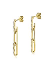 Paar Ohrstecker Firetti "Schmuck Geschenk Silber 925 Ohrschmuck Ohrringe Glieder", gelbgoldfarben, kristallwei&szlig;, kristallwei&szlig;, Ohrringe, Damen, Silber 925 (Sterlingsilber), Paar Ohrstecker, mit Zirkonia (synth.)