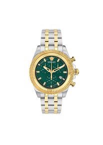 Chronograph Versace "FORNAX", silbergoldfarben, gr&uuml;n, Armbanduhren, Herren, Chronograph, Quarzuhr, Armbanduhr, Herrenuhr, Swiss Made, Edelstahlarmband, analog