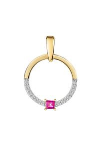 Kettenanh&auml;nger Firetti "Schmuck Geschenk Gold 333 Halsschmuck Anh&auml;nger Kreis rund", gelbgoldfarben, wei&szlig;goldfarben, rot, kristallwei&szlig;, rot, kristallwei&szlig;, Schmuckanh&auml;nger, Damen, Gelbgold 333, 0,9 g, Kettenanh&auml;nger, mit Rubin, Zirkonia (synth.)