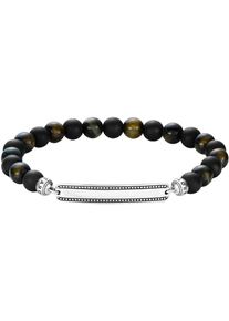 Armband Thomas Sabo "Gravierbares Bead Armband Obsidian und Tigerauge" Gr. 21, bunt (silberfarben, schwarz, blau, schwarz, blau), Armb&auml;nder, Damen, 21, Silber 925 (recycelt), Armband, mit Obsidian, Tigerauge