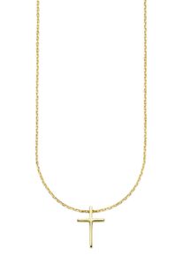 Kette mit Anh&auml;nger Bruno Banani "Schmuck Geschenk gelbgoldfarben vergoldet mit Anh&auml;nger Kreuz", gelbgoldfarben, Halsketten, Damen, Silber 925 (Sterlingsilber), L: 45 B: 1,1mm, Kette mit Anh&auml;nger, B:1,1mm