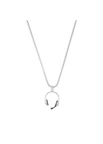 Kette mit Anh&auml;nger s.Oliver "Kopfh&ouml;rer-Motiv", schwarz (edelstahlfarben, schwarz), Halsketten, Jungen, Edelstahl, L: 43 B: 1,9mm, Kette mit Anh&auml;nger, B:1,9mm