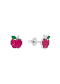 Paar Ohrstecker Amor "Apfel", silberfarben, pink, gr&uuml;n, Ohrringe, M&auml;dchen, Silber 925 (Sterlingsilber), Paar Ohrstecker