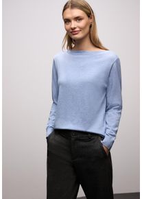Strickpullover Street One, Damen, Gr. 44, frosted blau meliert, Strick, Obermaterial: 50% Viskose, 28% Polyester, 22% Polyamid, unifarben, bequem h&uuml;ftbedeckend, U-Boot-Ausschnitt, B&uuml;ndchen, Pullover Strickpullover, U-Boot-Ausschnitt mit Strukturdetails