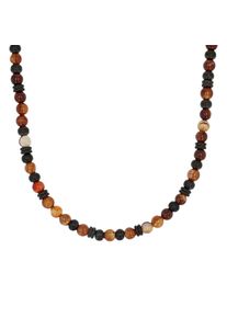 Kette ohne Anh&auml;nger s.Oliver "2039732", grau (grau, braun), Halsketten, Herren, Edelstahl, L: 55 B: 6mm, Kette ohne Anh&auml;nger, mit Achat, B:6mm