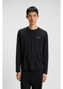 Pyjama HUGO UNDERWEAR "NOCTO LONG SET", Damen, Gr. S (48), schwarz 001, Jersey, Obermaterial: 48% Baumwolle, 48% Modal, 4% Elasthan, relaxed fit normal, Rundhals, Homewear-Sets Pyjama, aus Stretch-Jersey mit Split-Logos, relaxed fit