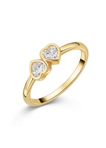 Fingerring Firetti "Schmuck Geschenk Silber 925 Damenring Ring Herzen" Gr. 56, gelbgoldfarben, kristallwei&szlig;, Fingerringe, Damen, 56, Silber 925 (Sterlingsilber), 2mm, Fingerring, mit Zirkonia (synth.)