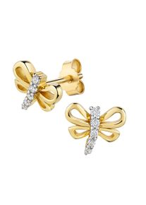 Paar Ohrstecker Firetti "Schmuck Geschenk Gold 333 Ohrschmuck Ohrringe Schmetterling", gelbgoldfarben, wei&szlig;goldfarben, kristallwei&szlig;, kristallwei&szlig;, Ohrringe, Damen, Gelbgold 333, Paar Ohrstecker, mit Zirkonia (synth.)