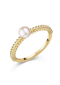 Perlenring Firetti "Schmuck Geschenk Silber 925 Damenring Ring Kugeln" Gr. 52, gelbgoldfarben, wei&szlig;, Fingerringe, Damen, 52, Perlen Silber 925 (Sterlingsilber), 1,5mm, Perlen, Silber 925 (Sterlingsilber), Perlenring, mit S&uuml;&szlig;wasserzuchtperle