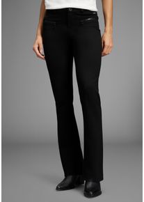 Bootcuthose Bruno Banani, Damen, Gr. 46, N-Gr, schwarz, Milano Rib, Obermaterial: 76% Polyester, 20% Viskose, 4% Elasthan, unifarben, Basic, bootcut fit lang, Hosen Bootcuthose, mit Rei&szlig;verschluss-Detail, Topseller