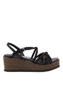Jimmy Choo Sandalen - Wedge Platform Flat Shoes With Braided Straps - Gr. 36,5 (EU) - in Schwarz - f&uuml;r Damen