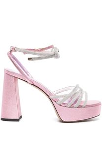 Patou Sandalen - Rhinestone-Embellished Pink Calf Leather Sandals - Gr. 38 (EU) - in Rosa - f&uuml;r Damen