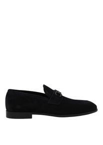 Salvatore Ferragamo Loafer - Textured Suede Black Flat Shoes - Gr. 10 - in Schwarz - f&uuml;r Damen