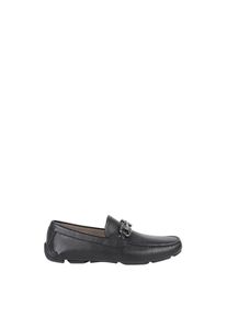 Salvatore Ferragamo Loafer - Textured Leather Ferragamo Loafers With Metallic B - Gr. 9 - in Schwarz - f&uuml;r Damen
