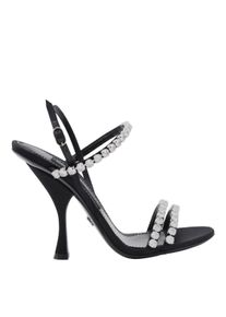 Dolce & Gabbana Dolce&Gabbana Sandalen - High-Heeled Black Sandals With Rhinestone Embellis - Gr. 39 (EU) - in Grau - f&uuml;r Damen