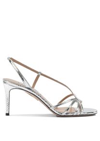 Aquazzura Sandalen - 75Mm Heeled Sandals With Snake-Effect Leather Inse - Gr. 37,5 (EU) - in Wei&szlig; - f&uuml;r Damen