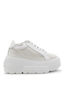 Casadei Low-Top Sneaker - Textured White Leather Sneakers With Platform Sole - Gr. 41 (EU) - in Wei&szlig; - f&uuml;r Damen