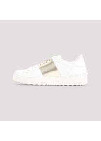 Valentino Garavani Low-Top Sneaker - Low-Top Leather Sneakers With Metallic Gold Panel - Gr. 37,5 (EU) - in Beige - f&uuml;r Damen