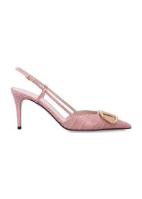 Valentino Garavani Hohe Schuhe - Printed Leather Vlogo Slingback Pumps - Gr. 37 (EU) - in Rosa - f&uuml;r Damen