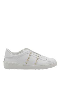 Valentino Garavani Low-Top Sneaker - White Leather Sneakers With Gold-Tone Pyramid Stud - Gr. 43,5 (EU) - in Wei&szlig; - f&uuml;r Damen
