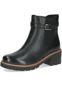 Chelseaboots Caprice, Damen, Gr. 39, schwarz, Leder, Schuhe Chelseaboots, Blockabsatz, Herbstboots, Stiefelette mit dezenter Zierschnalle