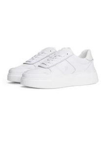 Plateausneaker Tommy Hilfiger "PATENT PLATFORM SNEAKER", Damen, Gr. 38, wei&szlig;, Nappaleder, Schuhe Plateausneaker, Freizeitschuh, Halbschuh, Schn&uuml;rschuh mit Ziern&auml;hten