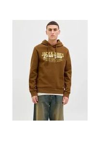 Jack & Jones Kapuzensweatshirt JACK & JONES "JJELOGO SWEAT HOOD 2 COL 25/26 NOOS", Herren, Gr. S, monks robe, angeraute Sweatware, Obermaterial: 70% Baumwolle, 30% Polyester, bedruckt, regular fit normal, Rundhals, Rippb&uuml;ndchen, Sweatshirts, mit stylischem Print