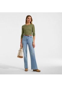LANDS' END Langarmshirt aus mikrofeinem Baumwollripp, Damen,  Gr&uuml;n, Baumwolle/Elasthan, by Lands' End