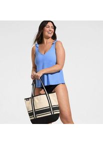 LANDS' END Tankini-Top mit geknoteten Tr&auml;gern und Flattersaum, Damen,  Blau, Elasthan/Nylon-Mischung, by Lands' End