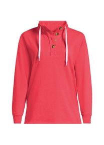 LANDS' END Pullover SERIOUS SWEATS mit Knopfleiste, Damen,  Orange, Baumwoll-Mischung/Polyester-Mischung, by Lands' End