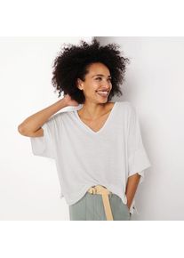 LANDS' END Leinen/Modal-Strandshirt, Damen,  Wei&szlig;, Leinen/Baumwolle Modal, by Lands' End