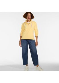 LANDS' END Pullover SERIOUS SWEATS mit Knopfleiste, Damen,  Gelb, Baumwoll-Mischung/Polyester-Mischung, by Lands' End
