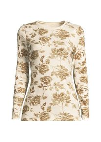LANDS' END Langarmshirt aus mikrofeinem Baumwollripp, Damen,  Wei&szlig;, Baumwolle/Elasthan, by Lands' End