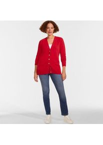 LANDS' END Relaxter V-Cardigan DRIFTER, Damen,  Rot, Baumwolle, by Lands' End